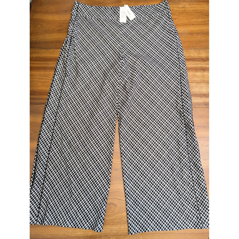 Spanx Ponte Wide Leg Plaid Jacquard Perfect Pant Womens 2XT Black White NEW